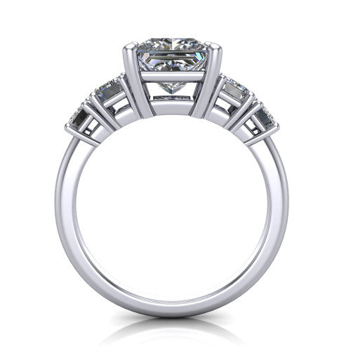 Stella Princess Shape Three Stone Engagement Ring in 14K White Gold