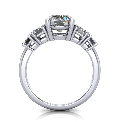 Stella Round Shape Three Stone Engagement Ring in Platinum