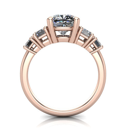 Stella Cushion Shape Three Stone Engagement Ring in 18K Rose Gold