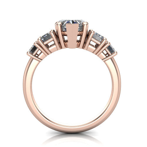 Stella Heart Shape Three Stone Engagement Ring in 14K Rose Gold
