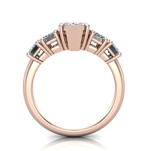 Stella Marquise Shape Three Stone Engagement Ring in 14K Rose Gold
