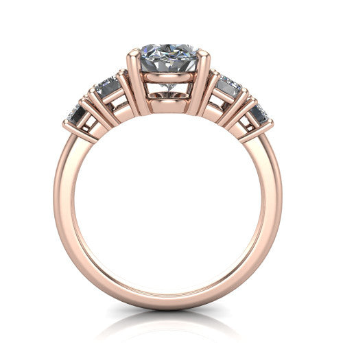 Stella Oval Shape Three Stone Engagement Ring in 14K Rose Gold
