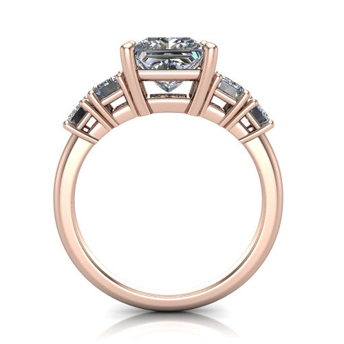Stella Princess Shape Three Stone Engagement Ring in 18K Rose Gold