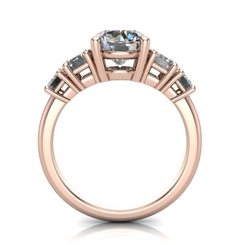 Stella Round Shape Three Stone Engagement Ring in 18K Rose Gold