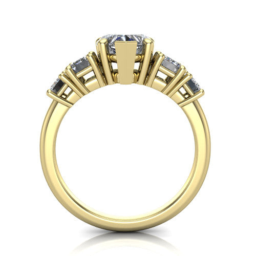 Stella Heart Shape Three Stone Engagement Ring in 18K Yellow Gold