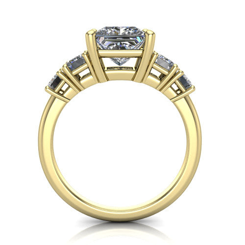 Stella Princess Shape Three Stone Engagement Ring in 14K Yellow Gold