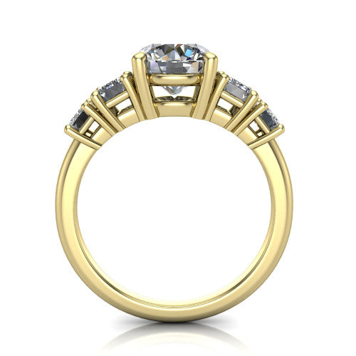 Stella Round Shape Three Stone Engagement Ring in 14K Yellow Gold