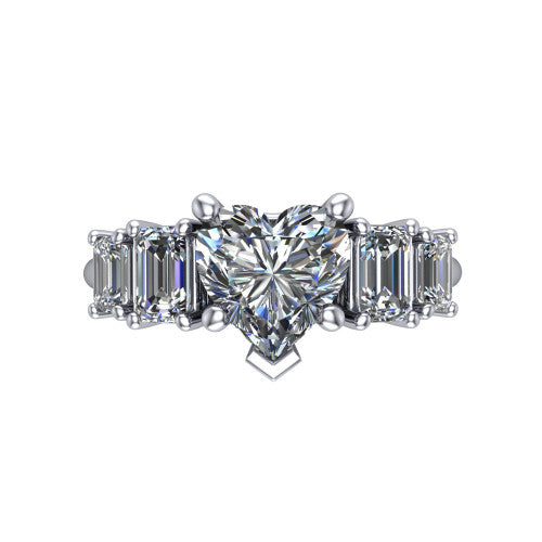 Stella Heart Shape Three Stone Engagement Ring in 14K White Gold