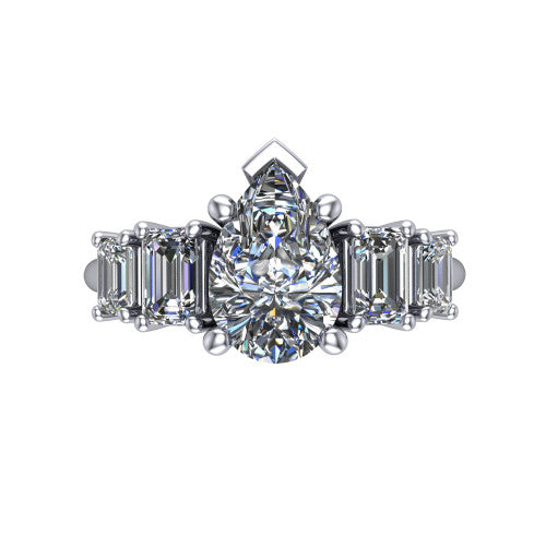 Stella Pear Shape Three Stone Engagement Ring in Platinum
