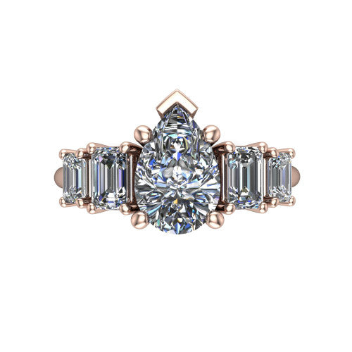 Stella Pear Shape Three Stone Engagement Ring in 18K Rose Gold