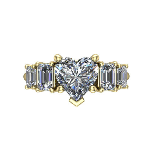 Stella Heart Shape Three Stone Engagement Ring in 14K Yellow Gold