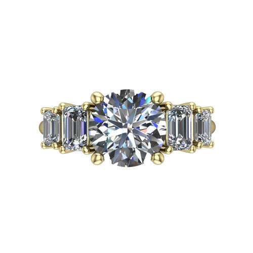 Stella Round Shape Three Stone Engagement Ring in 18K Yellow Gold