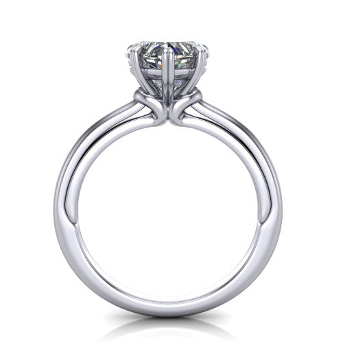 Leilani heart solitaire engagement ring in 18K White Gold with double-prong head on a plain band, through-finger front profile