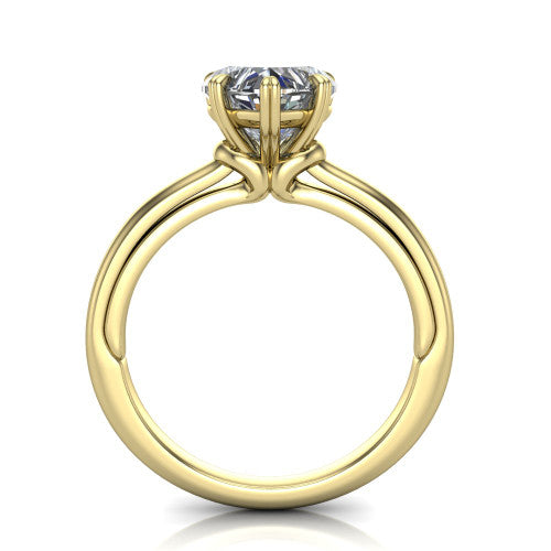 Leilani heart solitaire engagement ring in 18K Yellow Gold with double-prong head on a plain band, through-finger front profile