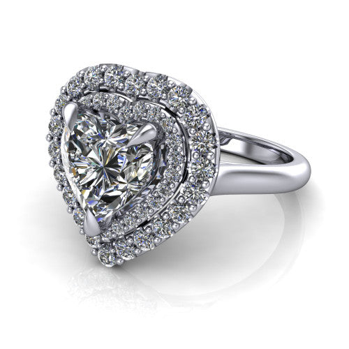 Sophie Heart Shape Halo Engagement Ring in 14K White Gold