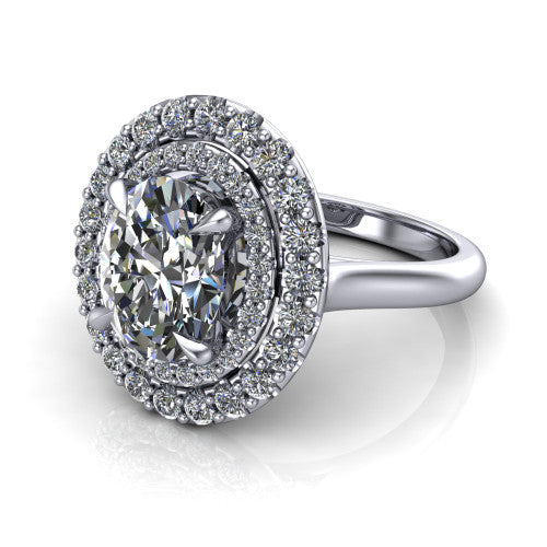 Sophie Oval Shape Halo Engagement Ring in Platinum