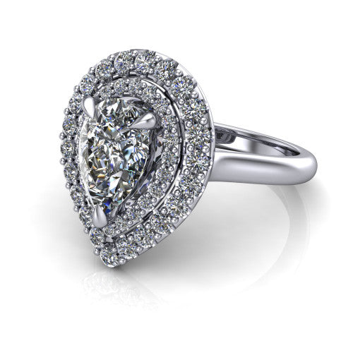 Sophie Pear Shape Halo Engagement Ring in Platinum