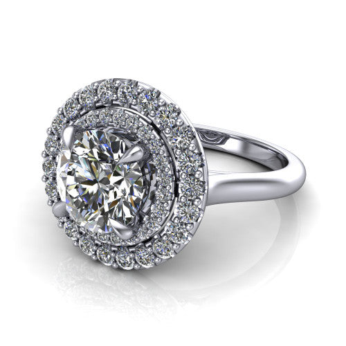 Sophie Round Shape Halo Engagement Ring in Platinum