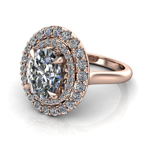 Sophie Oval Shape Halo Engagement Ring in 14K Rose Gold