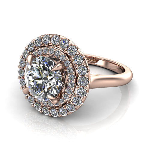 Sophie Round Shape Halo Engagement Ring in 18K Rose Gold