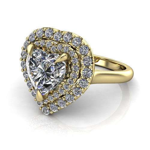 Sophie Heart Shape Halo Engagement Ring in 18K Yellow Gold