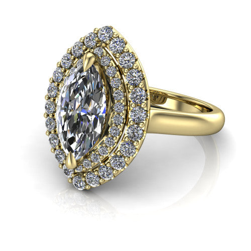Sophie Marquise Shape Halo Engagement Ring in 18K Yellow Gold