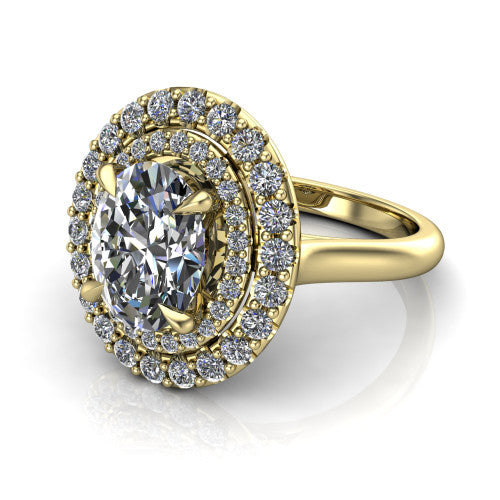 Sophie Oval Shape Halo Engagement Ring in 18K Yellow Gold