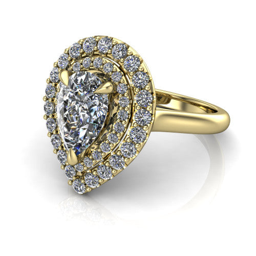 Sophie Pear Shape Halo Engagement Ring in 14K Yellow Gold