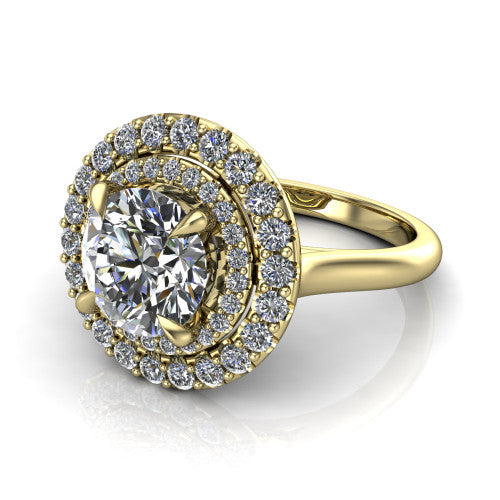 Sophie Round Shape Halo Engagement Ring in 18K Yellow Gold