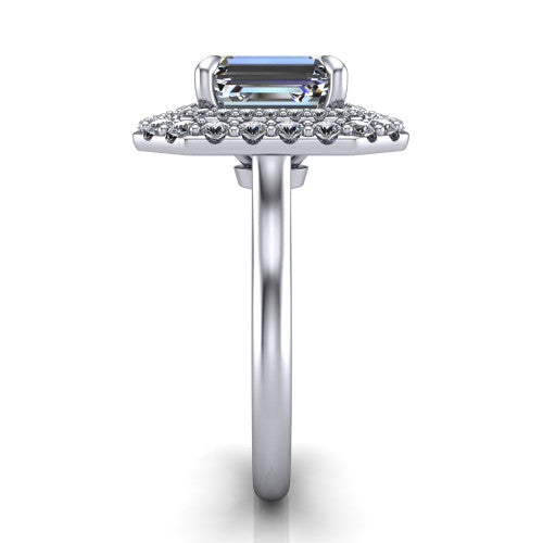 Sophie Emerald Shape Halo Engagement Ring in Platinum
