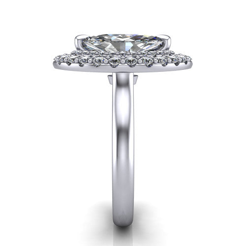 Sophie Marquise Shape Halo Engagement Ring in 14K White Gold