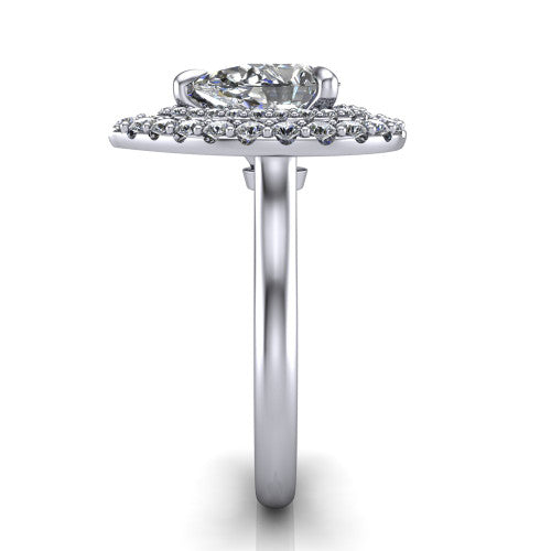 Sophie Pear Shape Halo Engagement Ring in Platinum