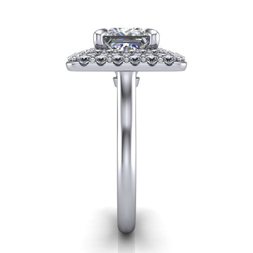 Sophie Princess Shape Halo Engagement Ring in Platinum