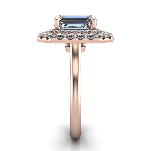 Sophie Emerald Shape Halo Engagement Ring in 14K Rose Gold