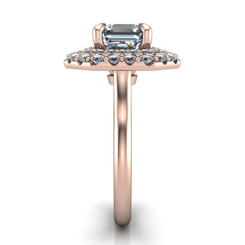 Sophie Square Emerald Shape Halo Engagement Ring in 14K Rose Gold