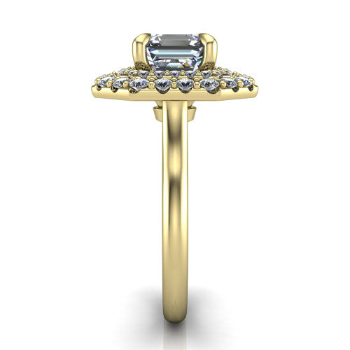 Sophie Square Emerald Shape Halo Engagement Ring in 18K Yellow Gold