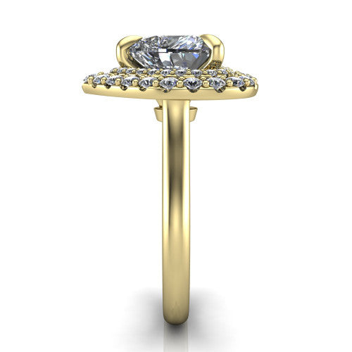 Sophie Heart Shape Halo Engagement Ring in 18K Yellow Gold