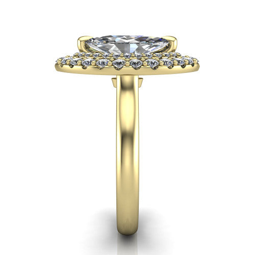 Sophie Marquise Shape Halo Engagement Ring in 18K Yellow Gold