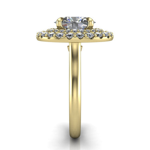 Sophie Oval Shape Halo Engagement Ring in 18K Yellow Gold