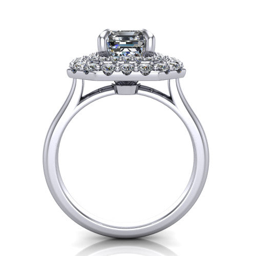 Sophie Emerald Shape Halo Engagement Ring in 14K White Gold