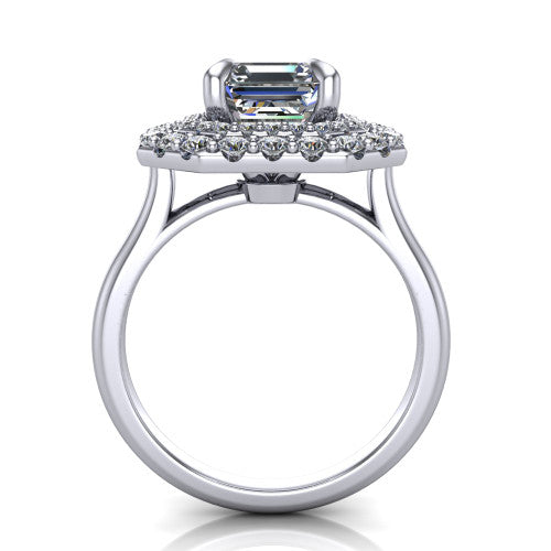 Sophie Square Emerald Shape Halo Engagement Ring in Platinum