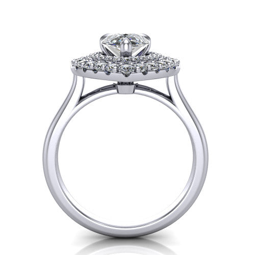 Sophie Pear Shape Halo Engagement Ring in 14K White Gold