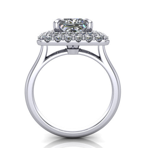 Sophie Princess Shape Halo Engagement Ring in 18K White Gold