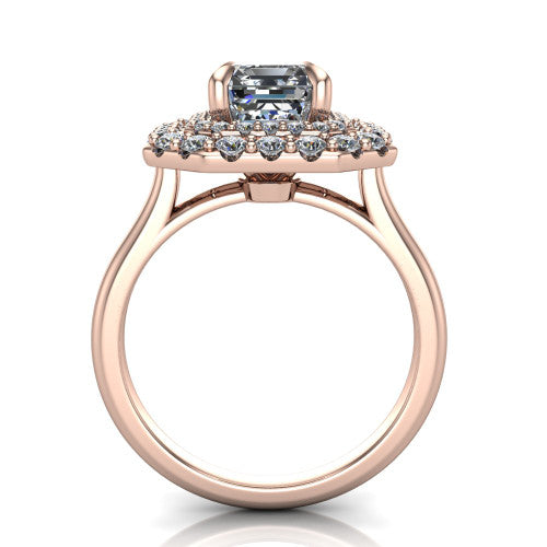 Sophie Emerald Shape Halo Engagement Ring in 14K Rose Gold