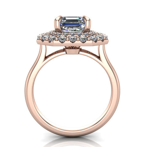 Sophie Square Emerald Shape Halo Engagement Ring in 18K Rose Gold