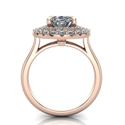 Sophie Oval Shape Halo Engagement Ring in 18K Rose Gold