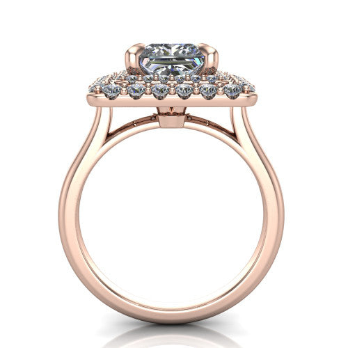 Sophie Princess Shape Halo Engagement Ring in 18K Rose Gold