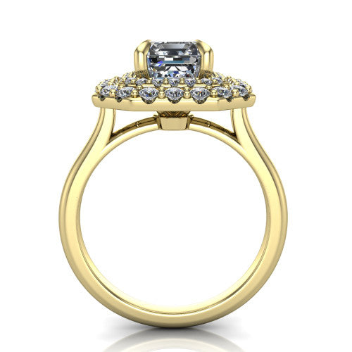 Sophie Emerald Shape Halo Engagement Ring in 14K Yellow Gold