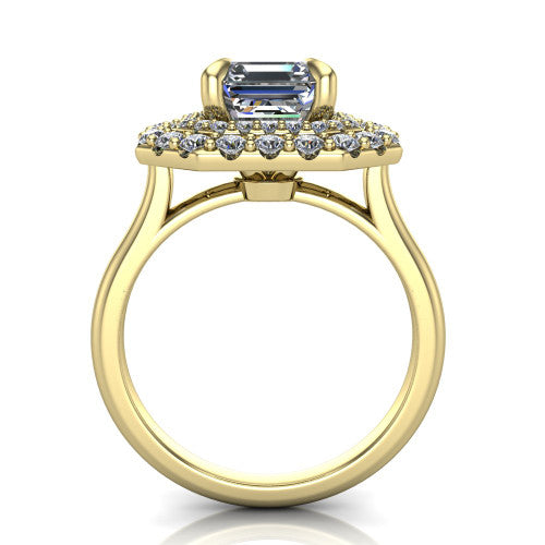 Sophie Square Emerald Shape Halo Engagement Ring in 18K Yellow Gold