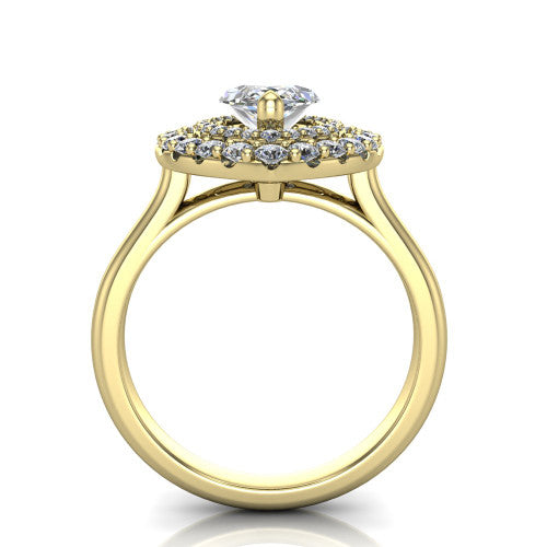 Sophie Marquise Shape Halo Engagement Ring in 18K Yellow Gold